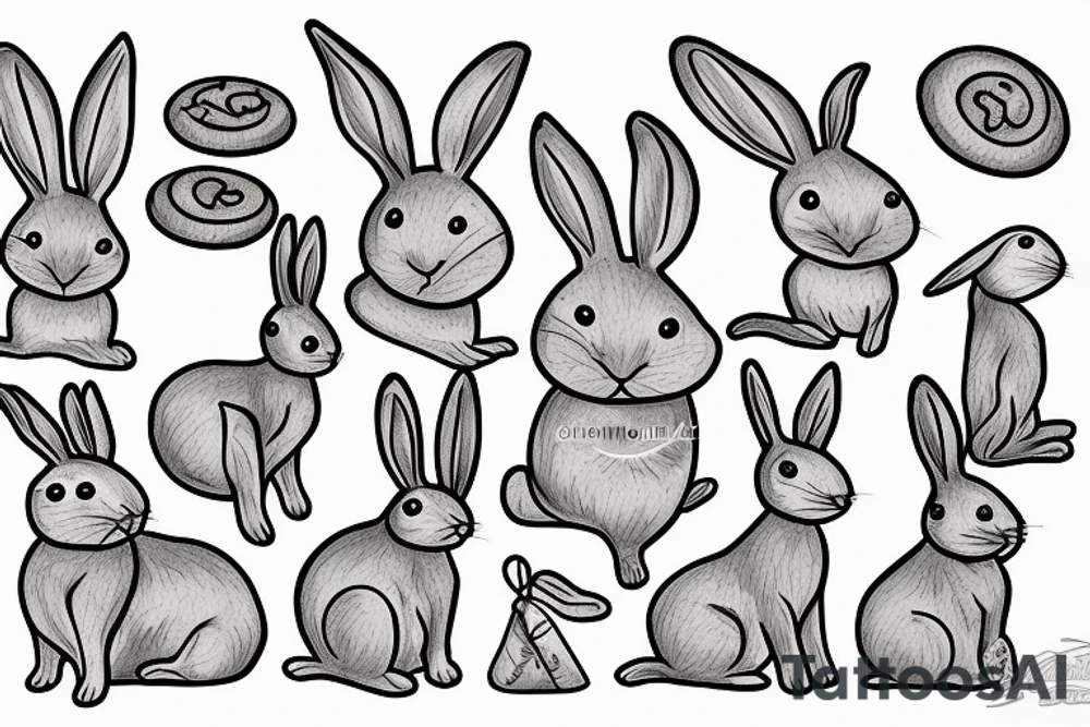 Rabbit with cookies tattoo idea