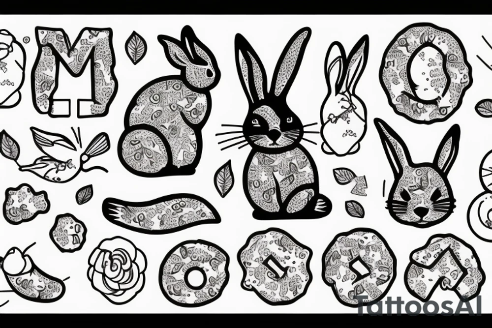 Rabbit with cookies tattoo idea