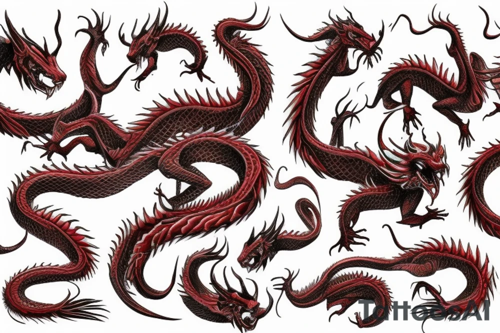 Red dragon writhing on hand tattoo idea