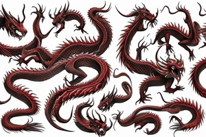Red dragon writhing on hand tattoo idea