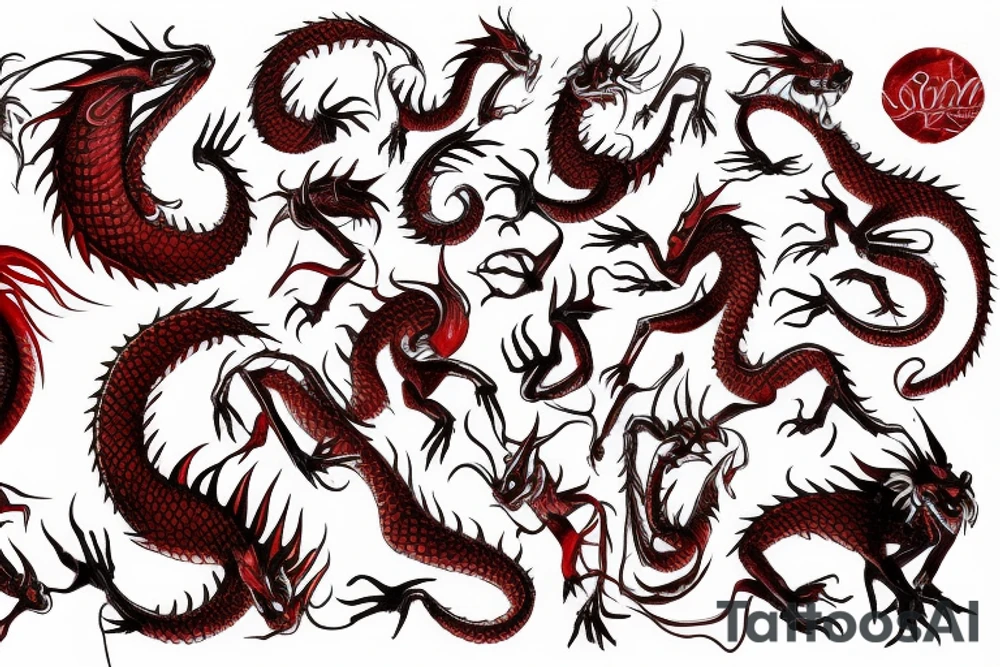 Red dragon writhing on hand tattoo idea