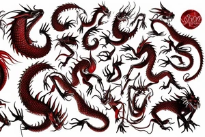 Red dragon writhing on hand tattoo idea