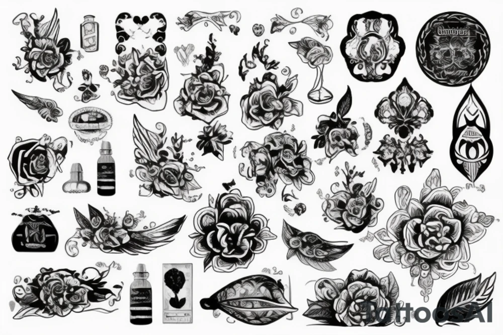 Автомат Калашников, Противогаз, Нож, Кот tattoo idea