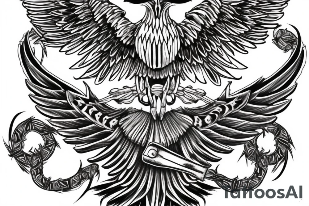 double-headed eagle skeleton tattoo idea