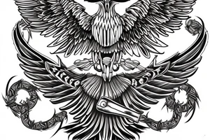 double-headed eagle skeleton tattoo idea
