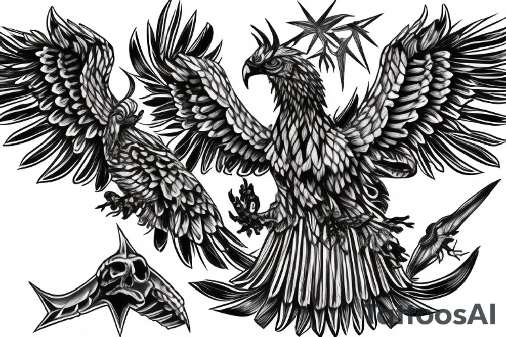 double-headed eagle skeleton tattoo idea