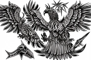 double-headed eagle skeleton tattoo idea