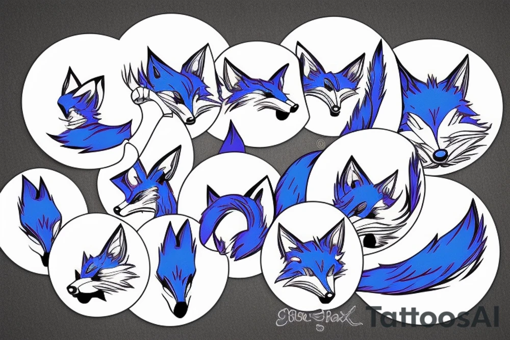 Blue fox in a circle eating it’s tail tattoo idea