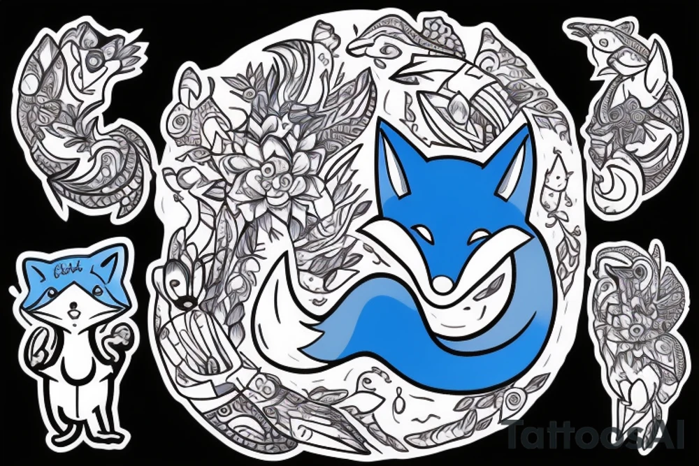 Blue fox in a circle eating it’s tail tattoo idea