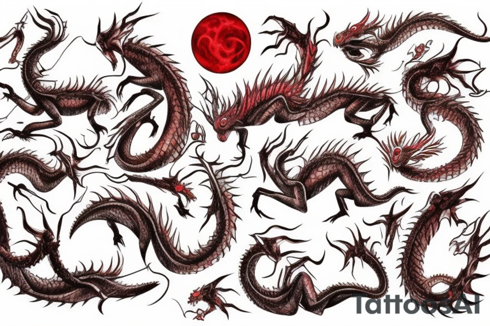 Red dragon writhing on hand tattoo idea