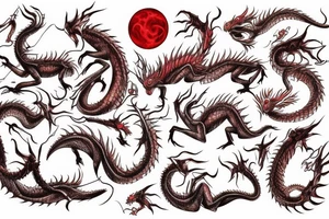 Red dragon writhing on hand tattoo idea