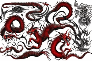Red dragon writhing on hand tattoo idea