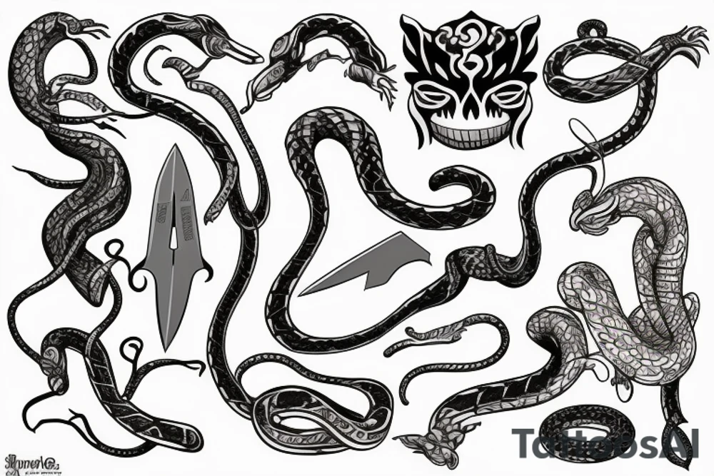Knife and snake tattoo idea