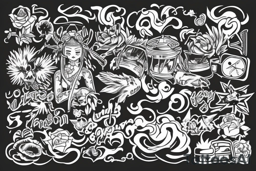 Аниме old school tattoo idea