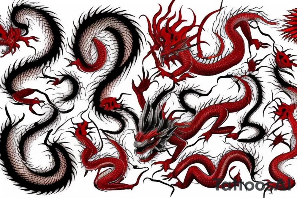 Red dragon writhing on hand tattoo idea