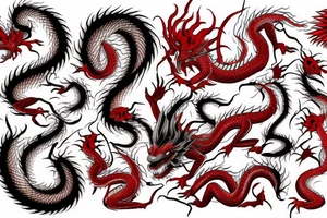 Red dragon writhing on hand tattoo idea