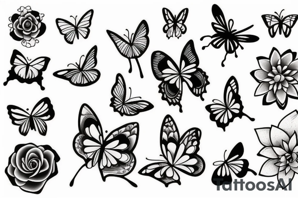 flower and butterfly tattoo idea