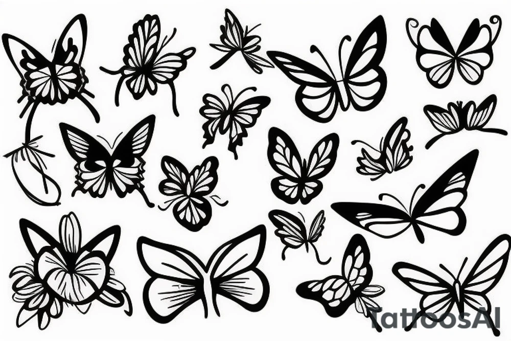 flower and butterfly tattoo idea