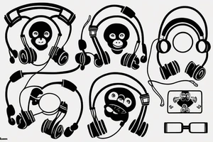 Ukrainian monkey with headphones tattoo idea