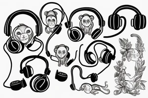 Ukrainian monkey with headphones tattoo idea