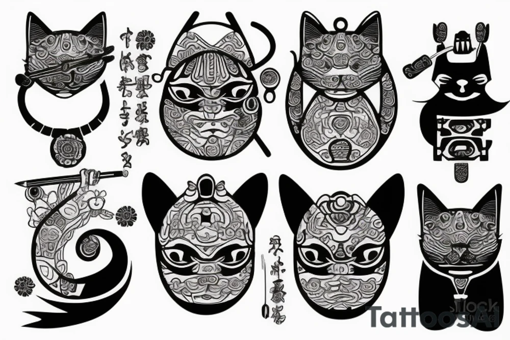 samurai cat tattoo idea