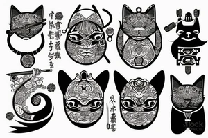 samurai cat tattoo idea