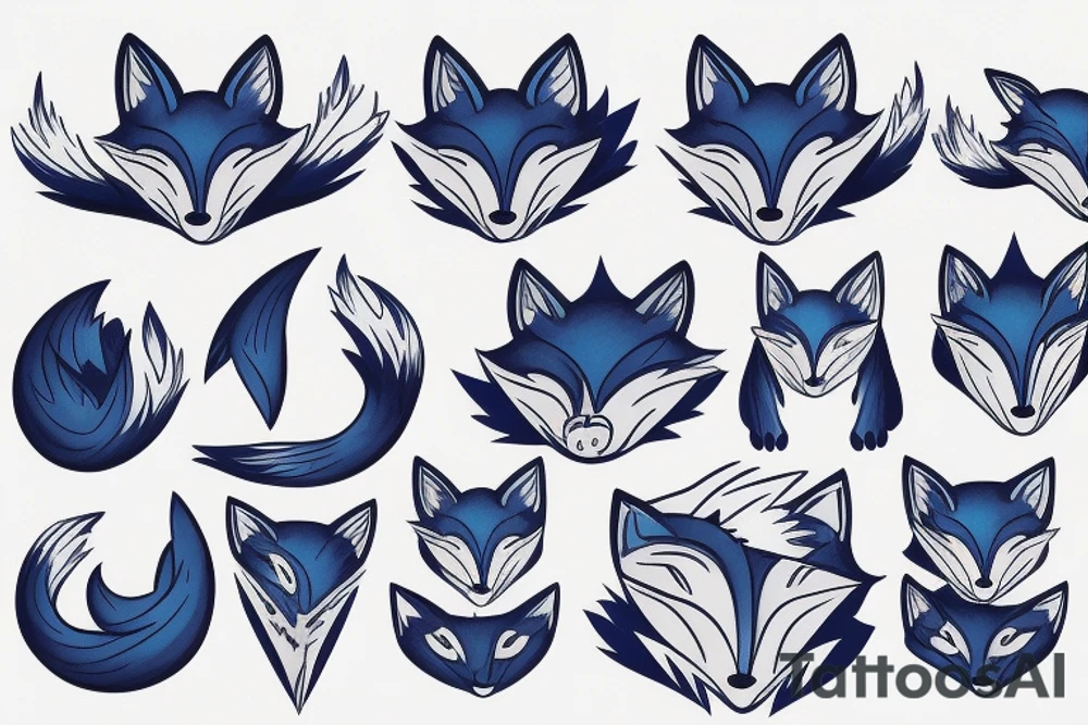 Blue fox like uroboros tattoo idea
