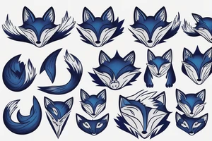 Blue fox like uroboros tattoo idea