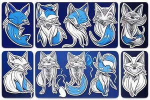 Blue fox like uroboros tattoo idea