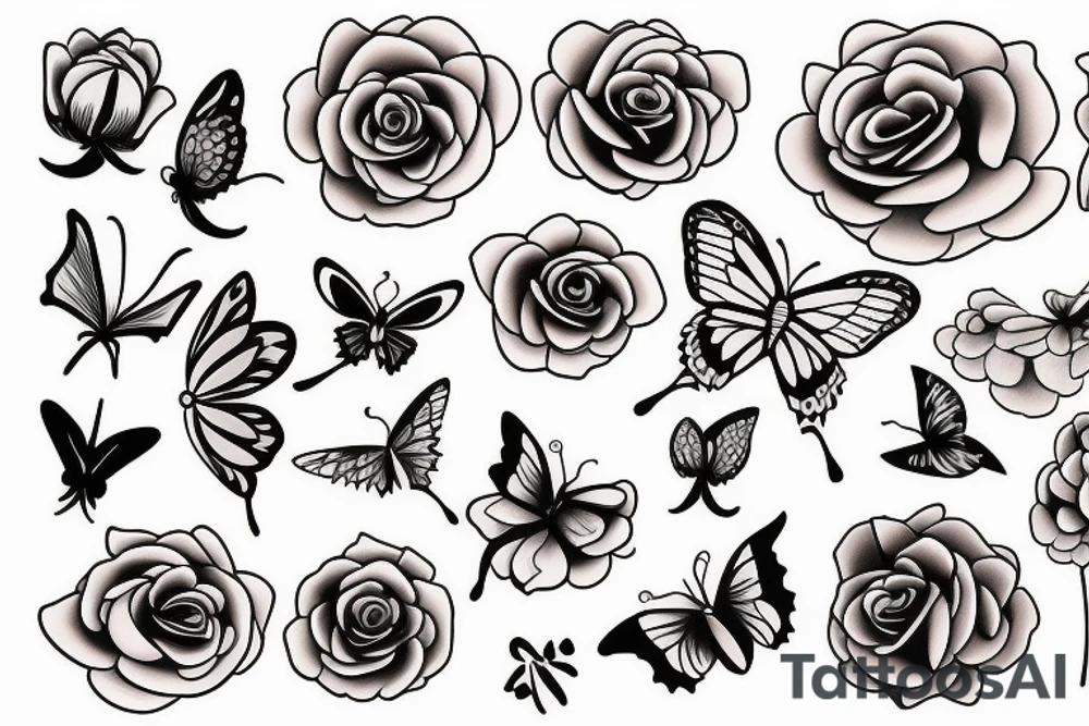 flower and butterfly tattoo idea