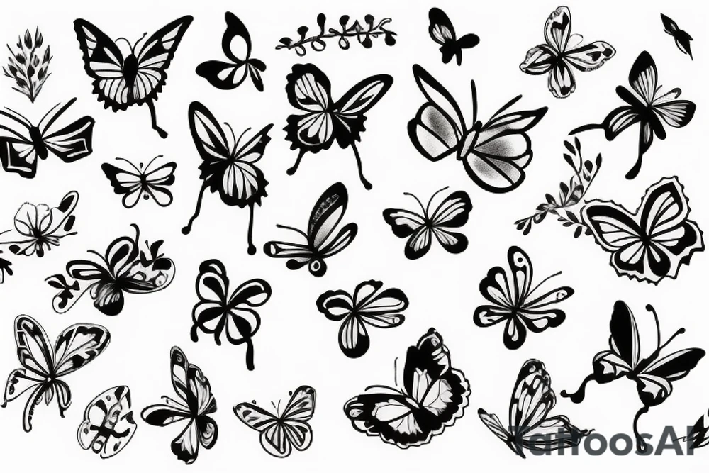 flower and butterfly tattoo idea