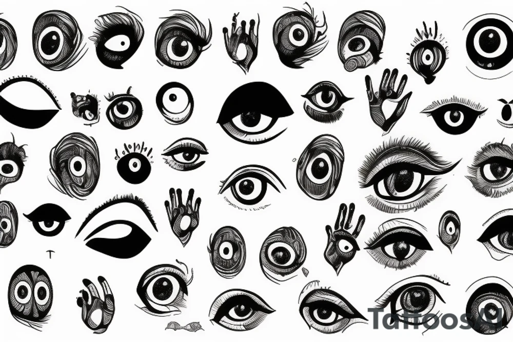 many eyes on the hand tattoo idea