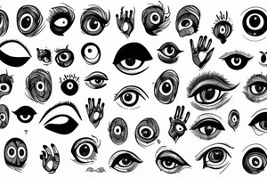 many eyes on the hand tattoo idea