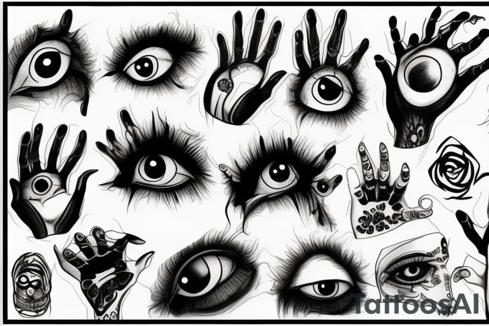 many eyes on the hand tattoo idea