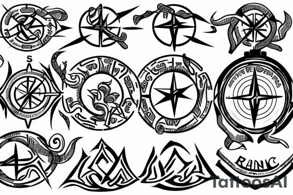Runic compass with dark forest and yggdrasil tattoo idea Runic compass with dark forest and yggdrasil tattoo idea