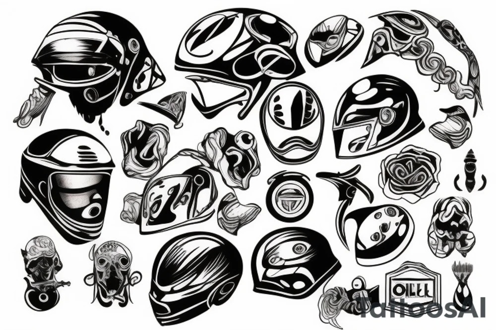 A drop of oil and helmet tattoo idea