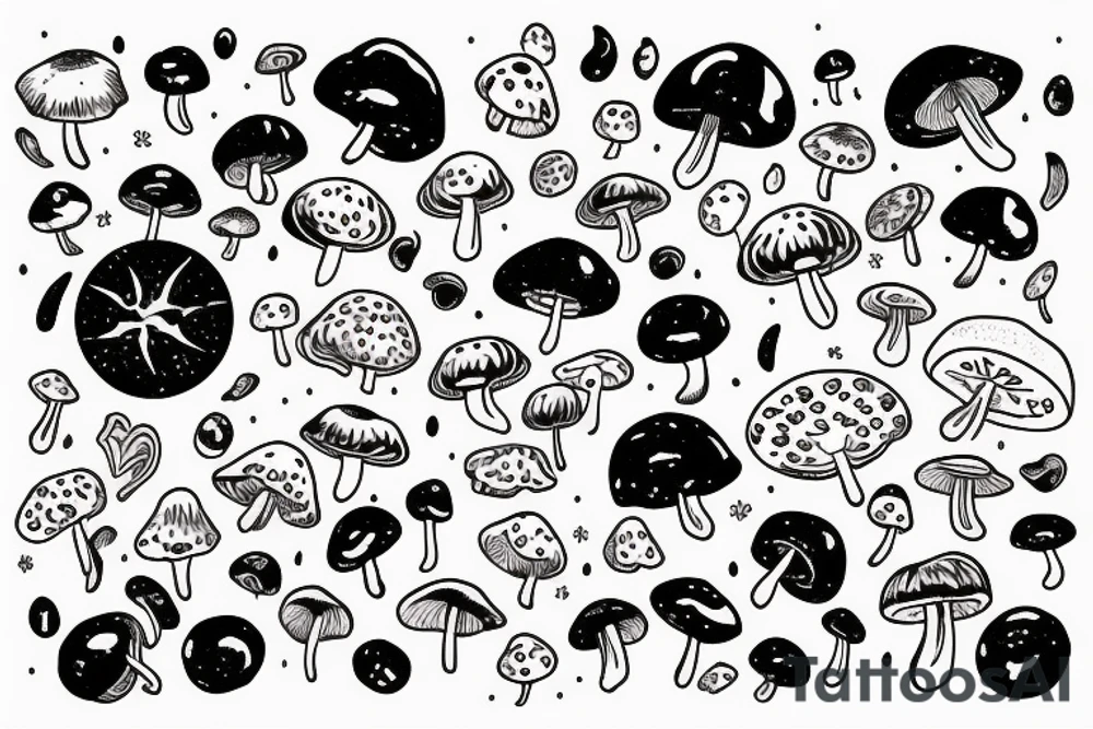 Mushrooms in the space tattoo idea