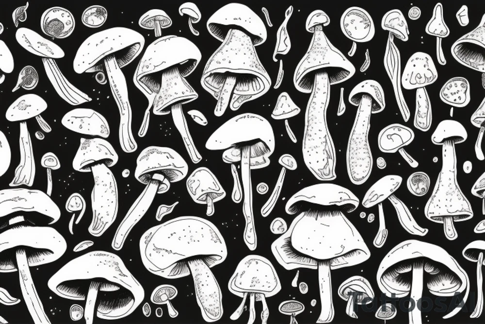 Mushrooms in the space tattoo idea