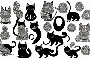samurai cat tattoo idea