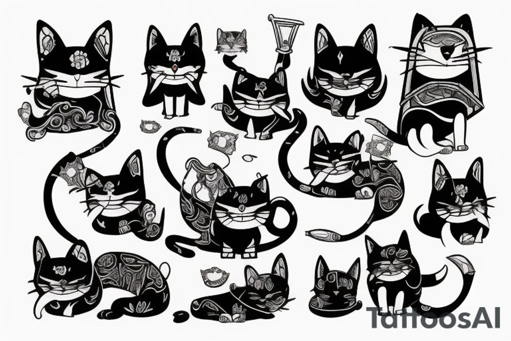 samurai cat tattoo idea