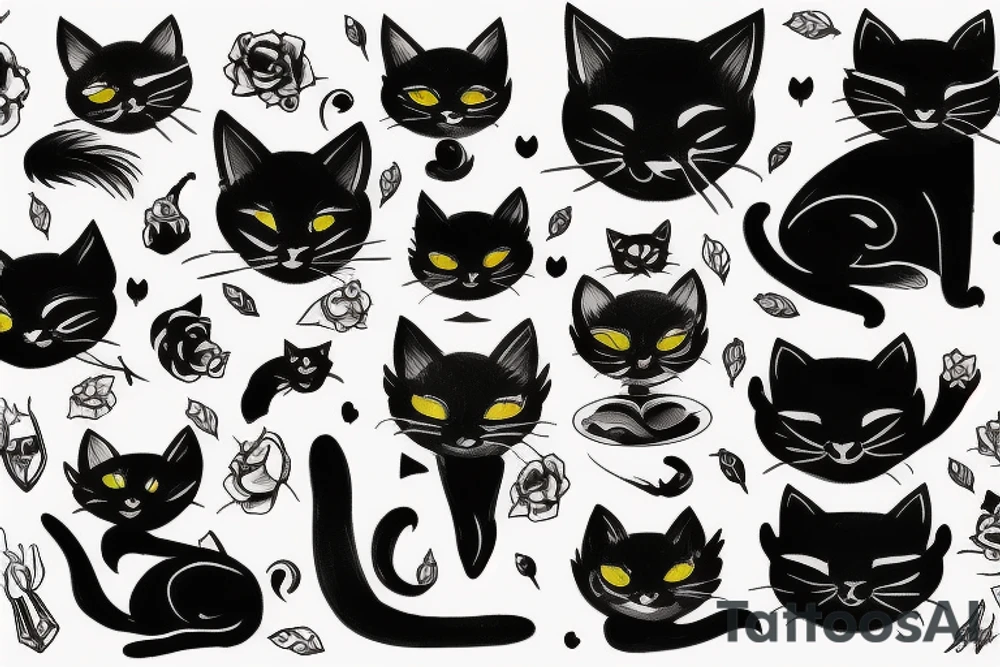 Black cat tattoo idea
