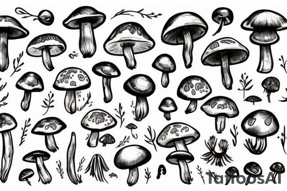 Mushrooms in the space tattoo idea