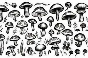 Mushrooms in the space tattoo idea