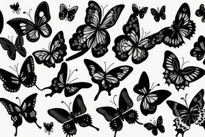 Black, flowers butterflies, biological tattoo idea