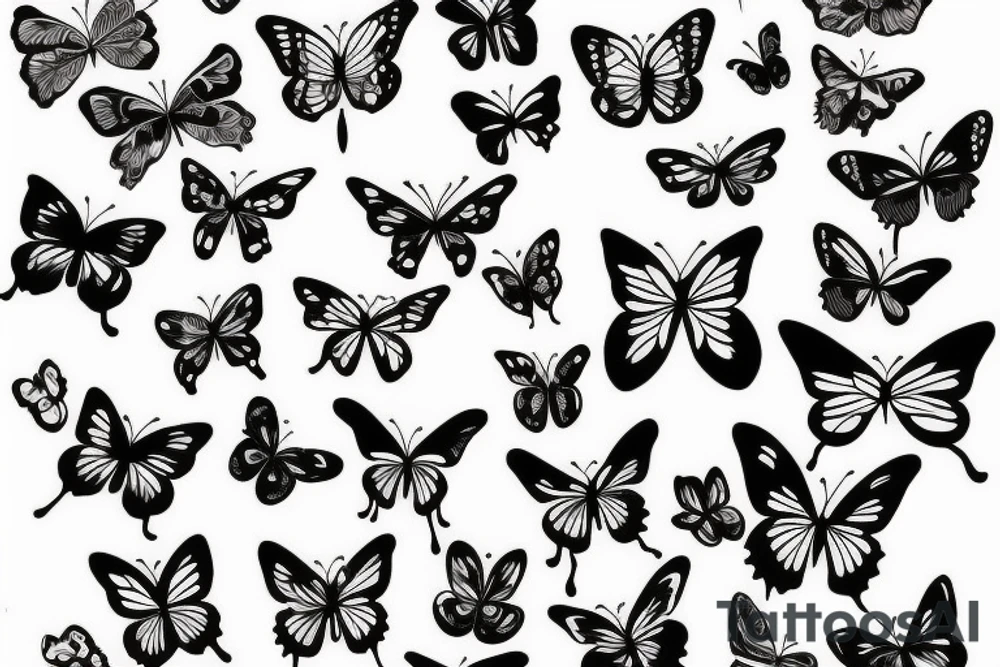 Black, flowers butterflies, biological tattoo idea