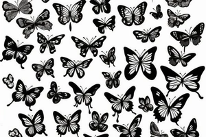 Black, flowers butterflies, biological tattoo idea