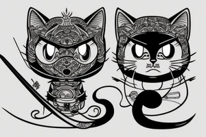Small samurai cat tattoo idea