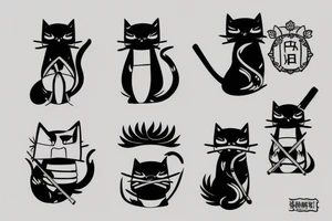 Small samurai cat tattoo idea