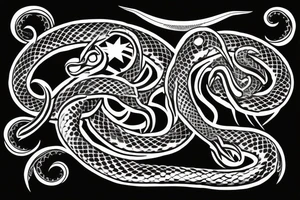 Gothic snake with half moon over head. tattoo idea