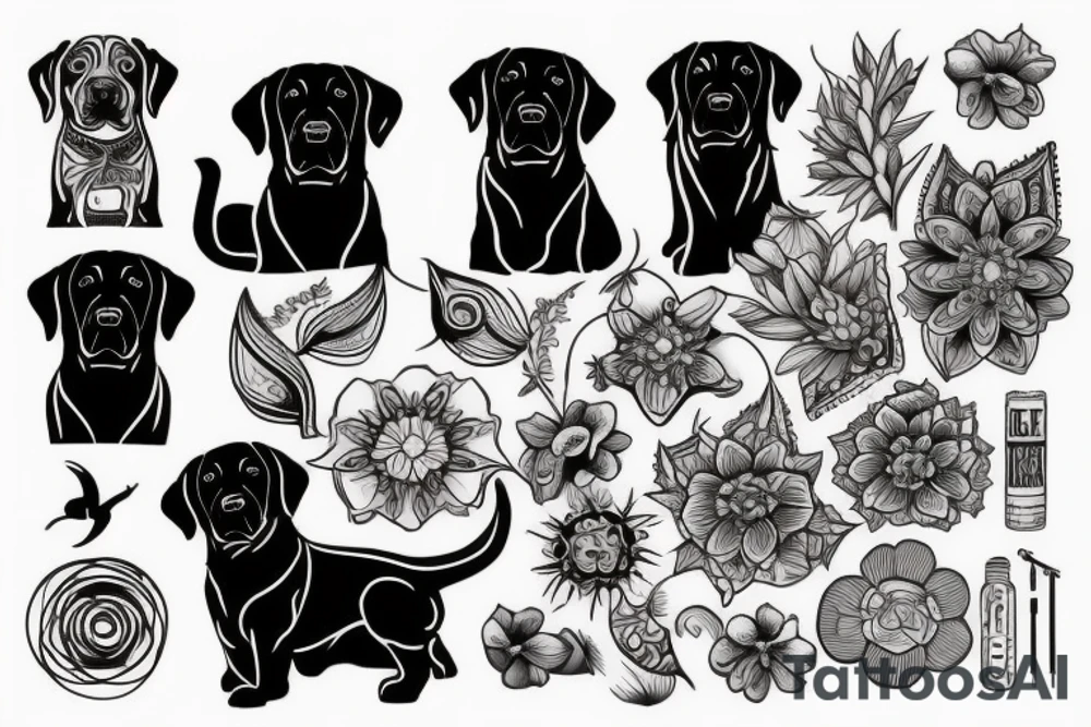 Black labrador tattoo idea